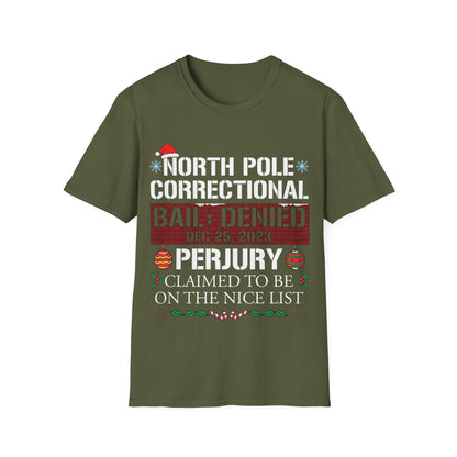 Funny North Pole Correctional Claimed To Be On The Nice List Christmas T-Shirt