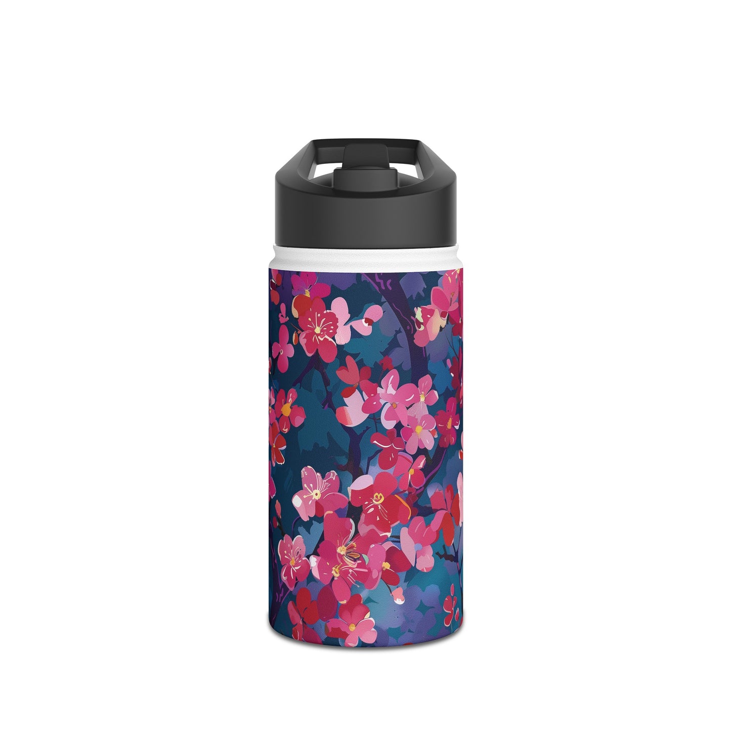 Sakura Blossoms Pattern Stainless Steel Water Bottle with Twist-on Lid and Double-Wall Vacuum Insulation