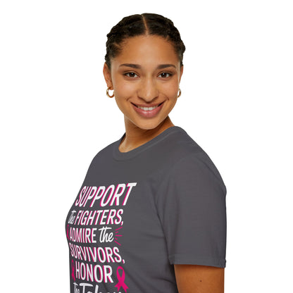 Breast Cancer Awareness Support Fighters Admire Survivors T-Shirt For Men Women