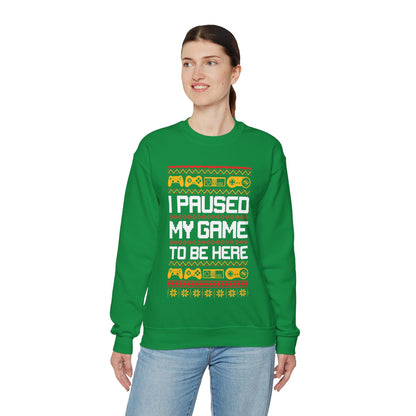 Funny Retro Gamers I Paused My Game to Be Here for Christmas Gamer Sarcastic Party Xmas Jumper Sweater Sweatshirt