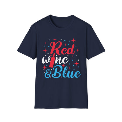 Funny Red White and Blue Wine T-Shirt 4th of July Drinking T-Shirt For Women