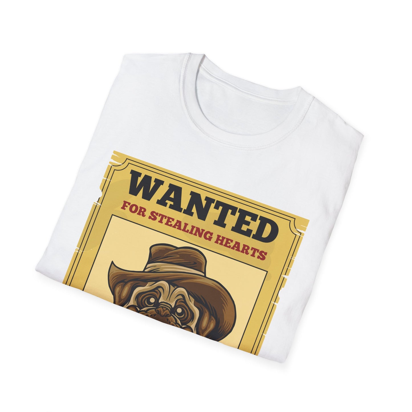 Vintage Pug Wanted Poster Cute Western Cowboy Funny Pug Dog T-Shirt For Men Women T-Shirt