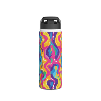 Rainbow Splash Pattern Stainless Steel Water Bottle with Twist-on Lid and Double-Wall Vacuum Insulation