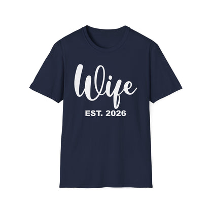 Funny Wife Est 2026 Just Married Bride Honeymoon Couple Wedding T-Shirt For Women