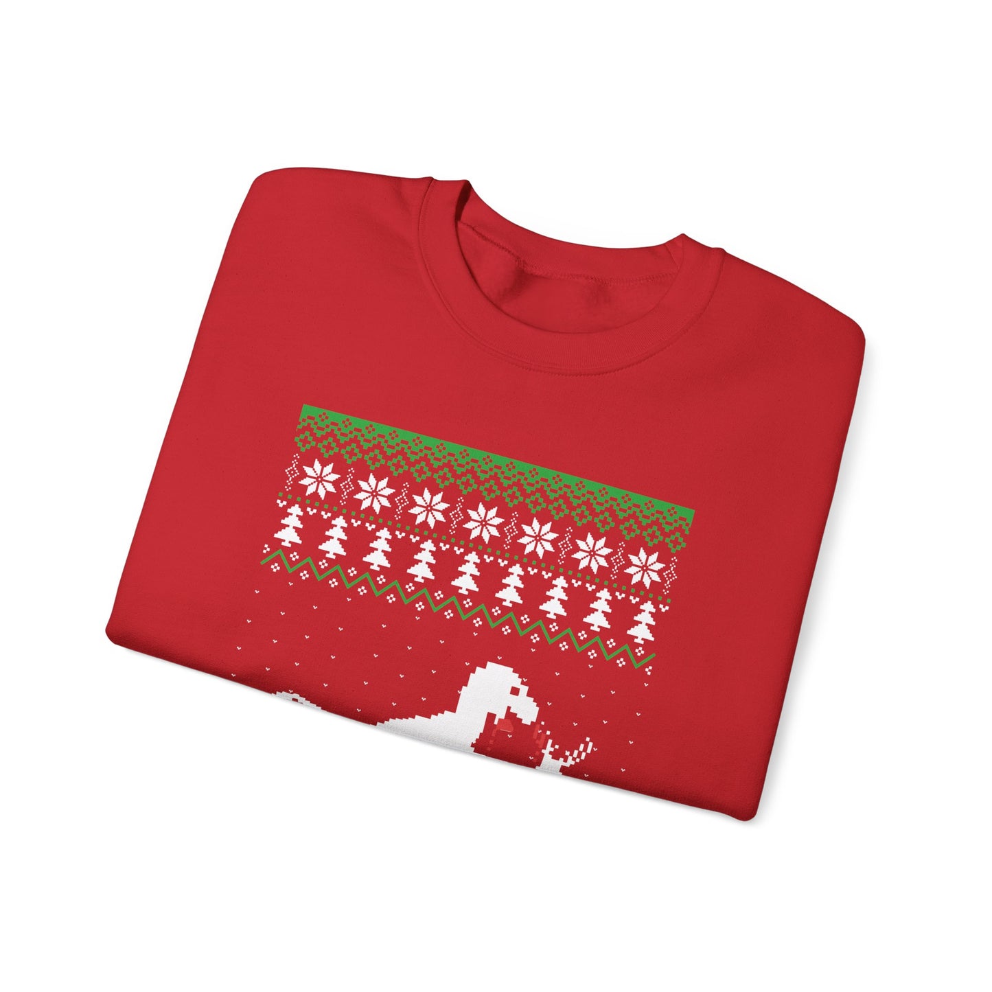 Funny Christmas Dinosaur Killing Reindeer Ugly Full Sleeve Jumper Sweatshirt Sweater