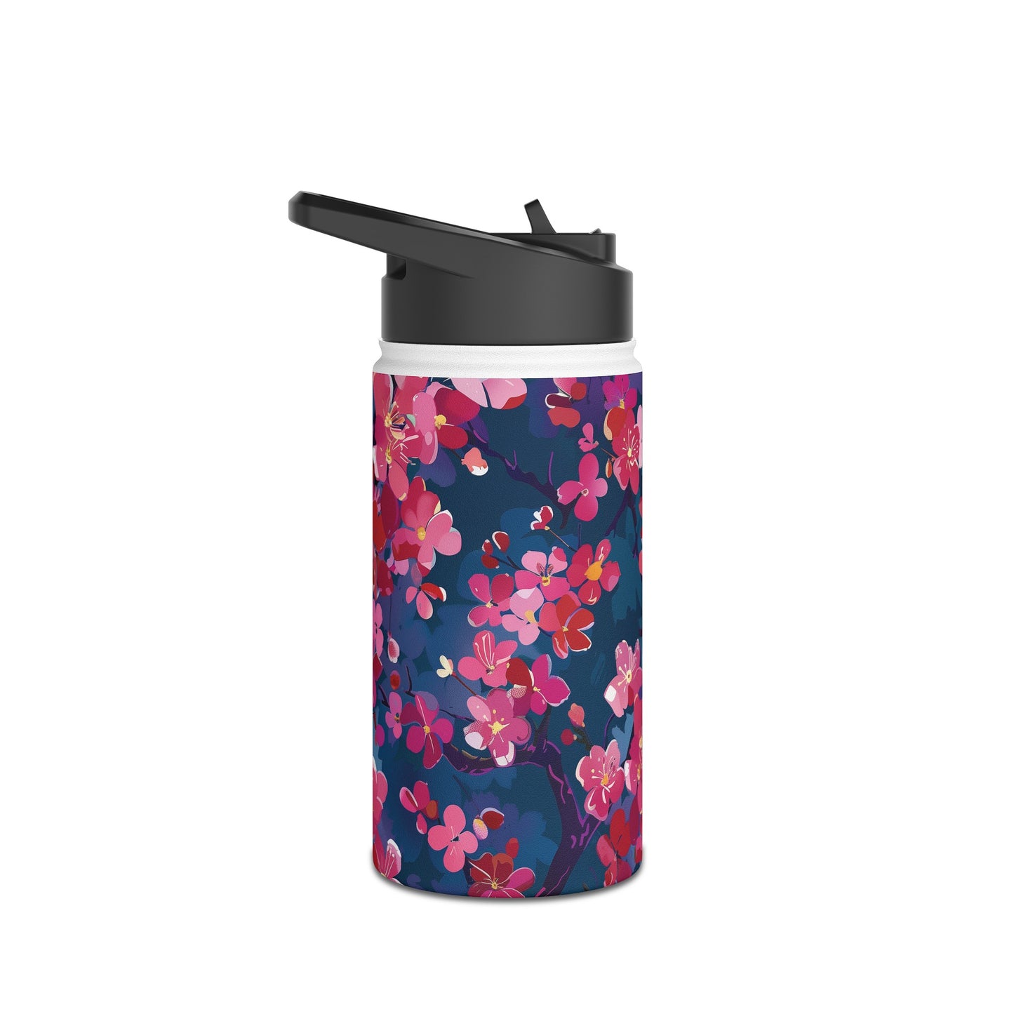 Sakura Blossoms Pattern Stainless Steel Water Bottle with Twist-on Lid and Double-Wall Vacuum Insulation