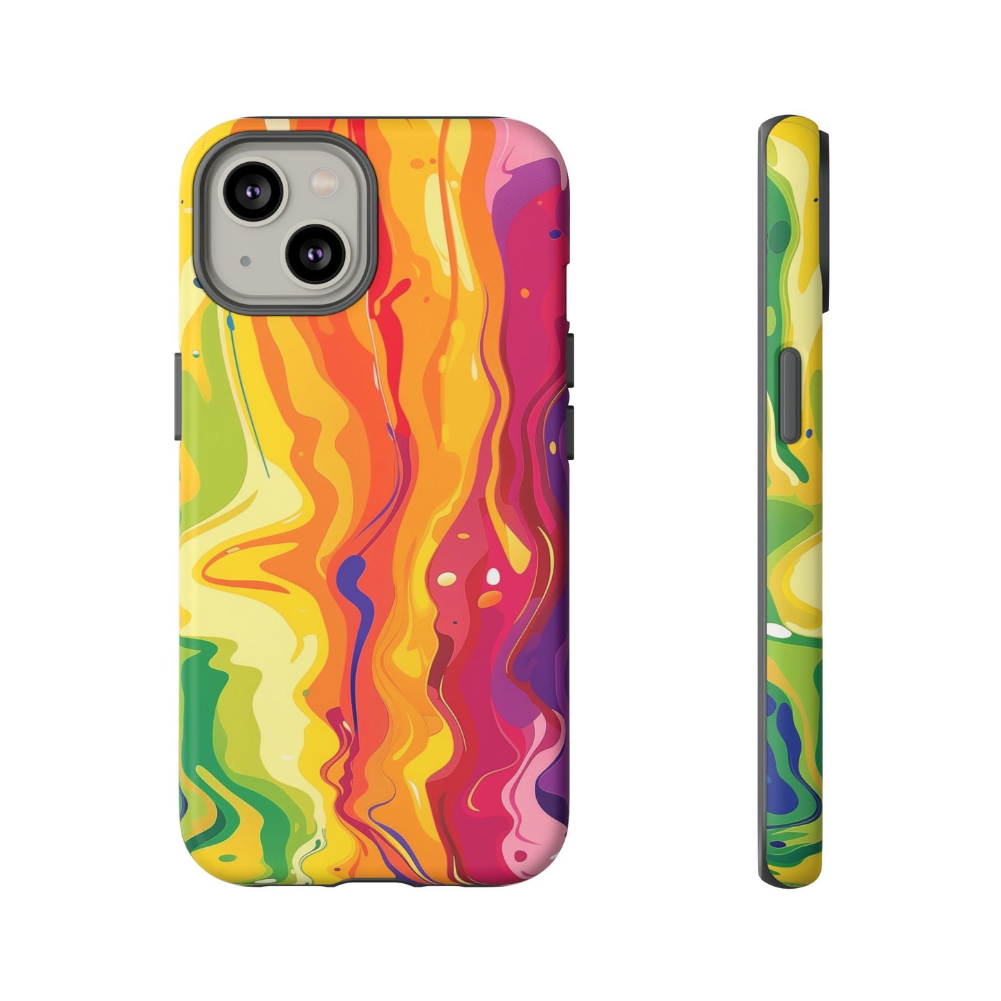 Rainbow Splash Vibrant iPhone 13 14 15 16 Pro Max Plus Case Wireless Charging Compatible Tough Cases Protection, Magnetic Phone Case for iPhone Classic Series