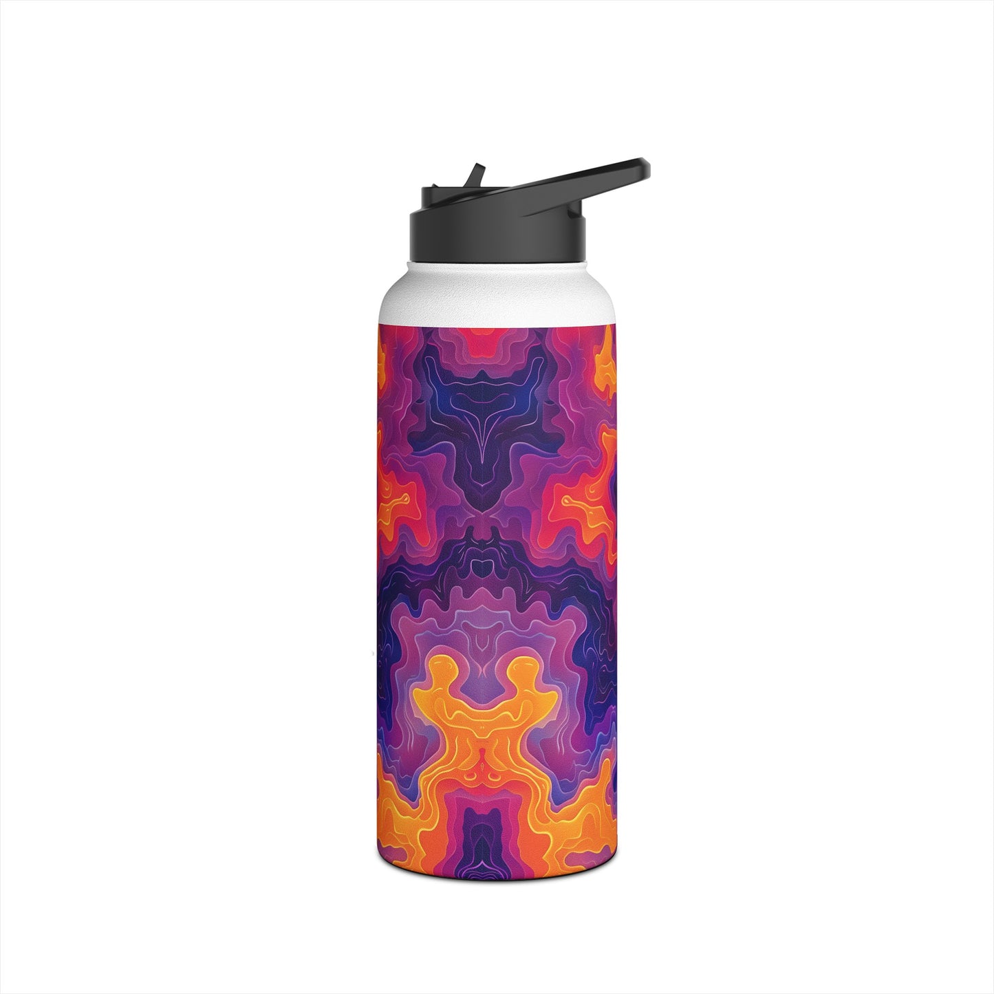 Electric Sunrise Pattern Stainless Steel Water Bottle with Twist-on Lid and Double-Wall Vacuum Insulation