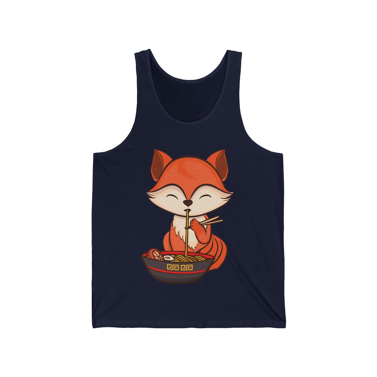 Fox Eating Ramen Kawaii Tee Japanese Cute Lovely Tank Top Men Women