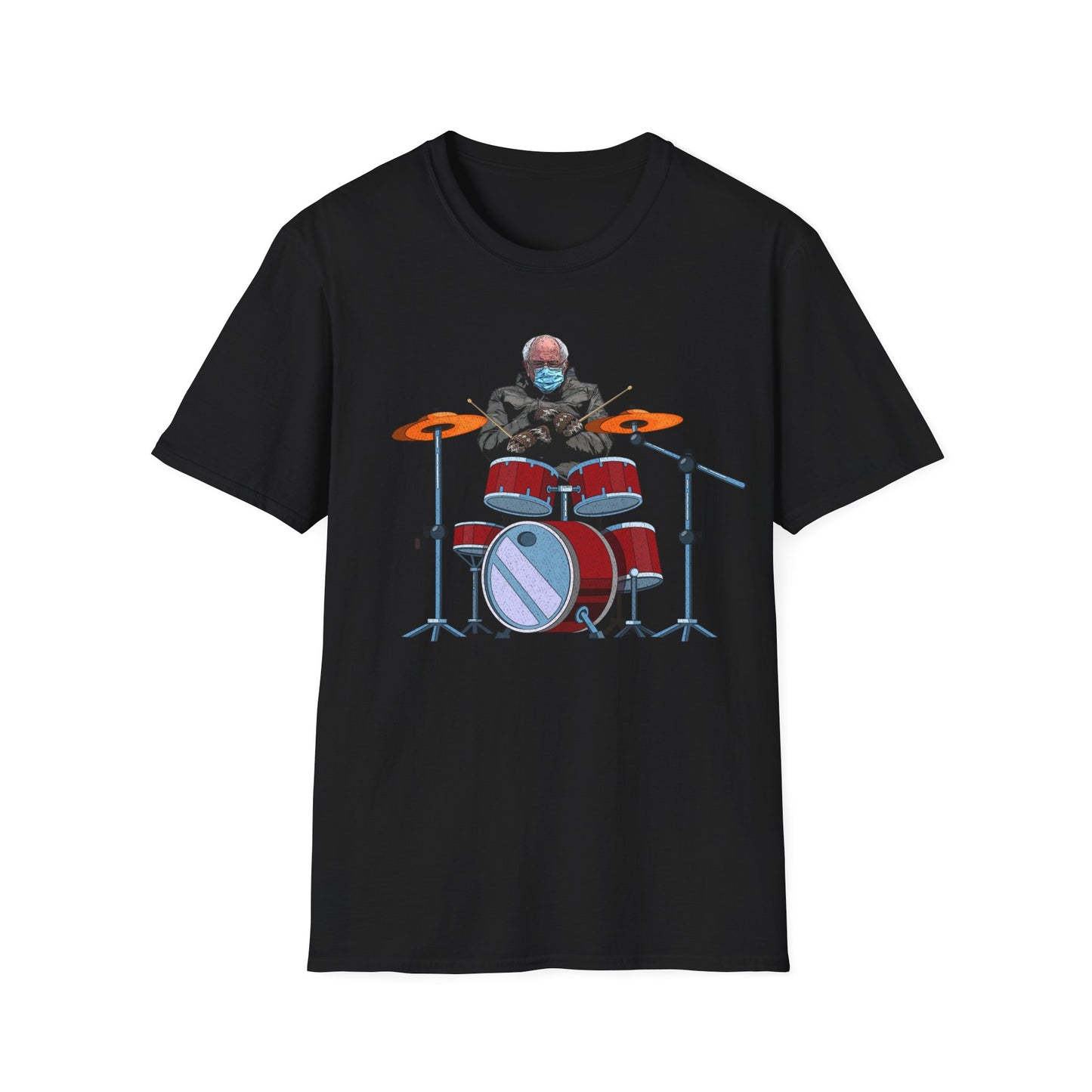 Bernie Sanders Drummer Inauguration Mittens Meme Sitting Drums T-Shirt