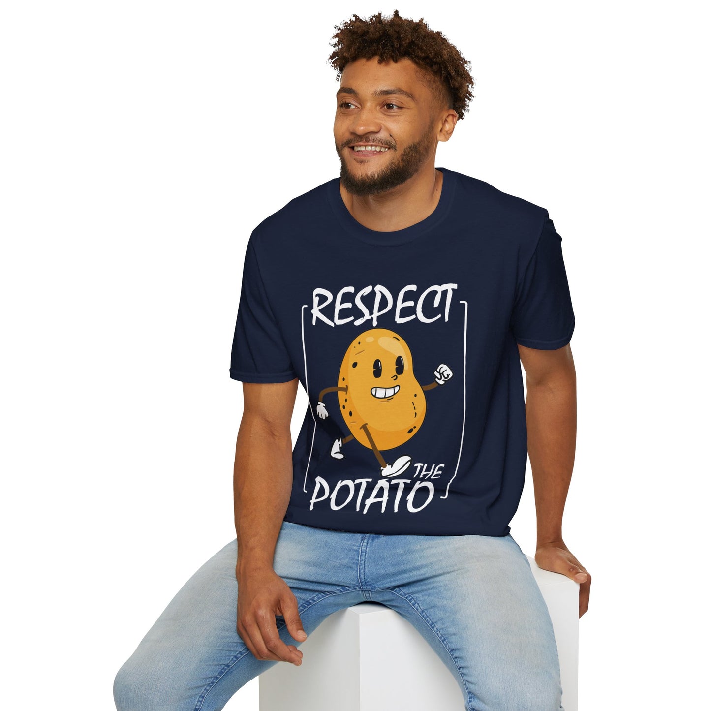 Funny Respect The Potato Gift Men Cute Root Vegetable Lovers Vegan T-Shirt For Men Women T-Shirt