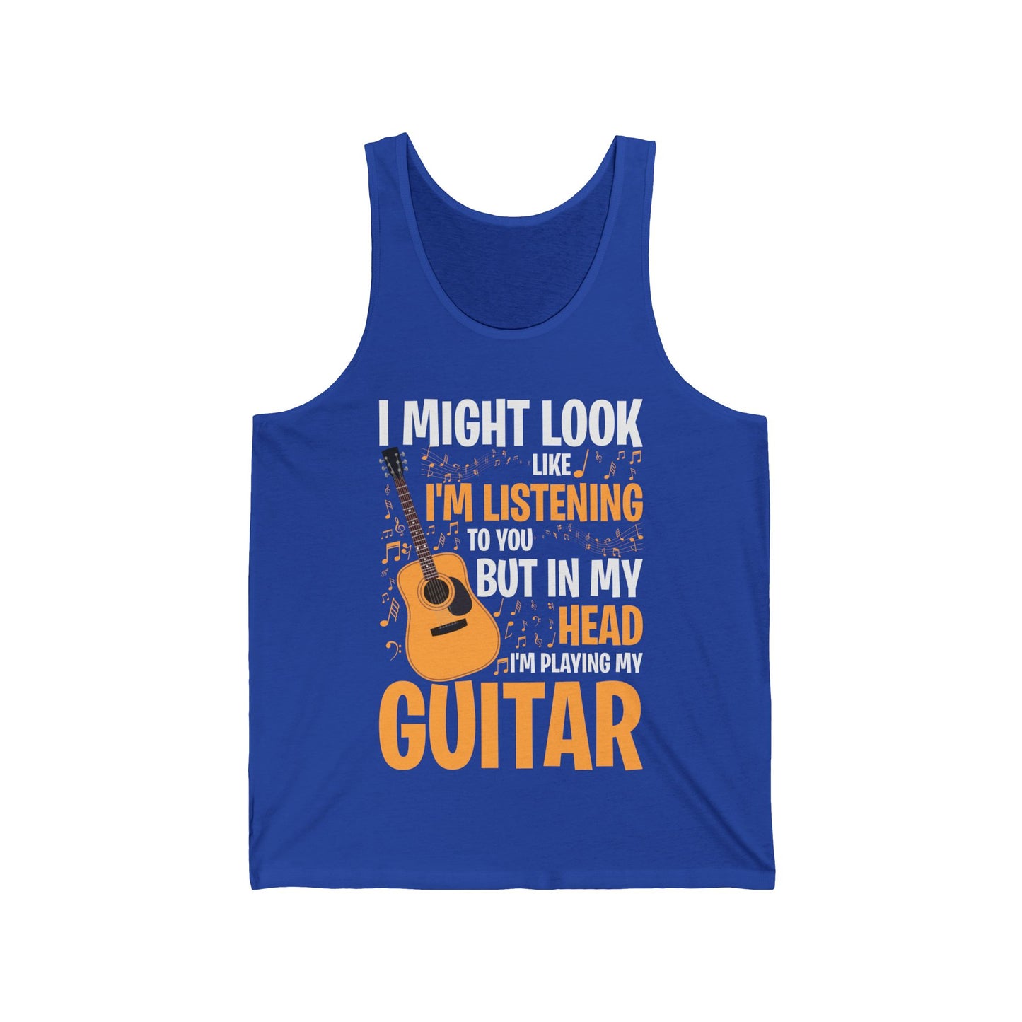 I Might Look Like I'm Listening To You Funny Guitar Music Sarcastic Tank Top