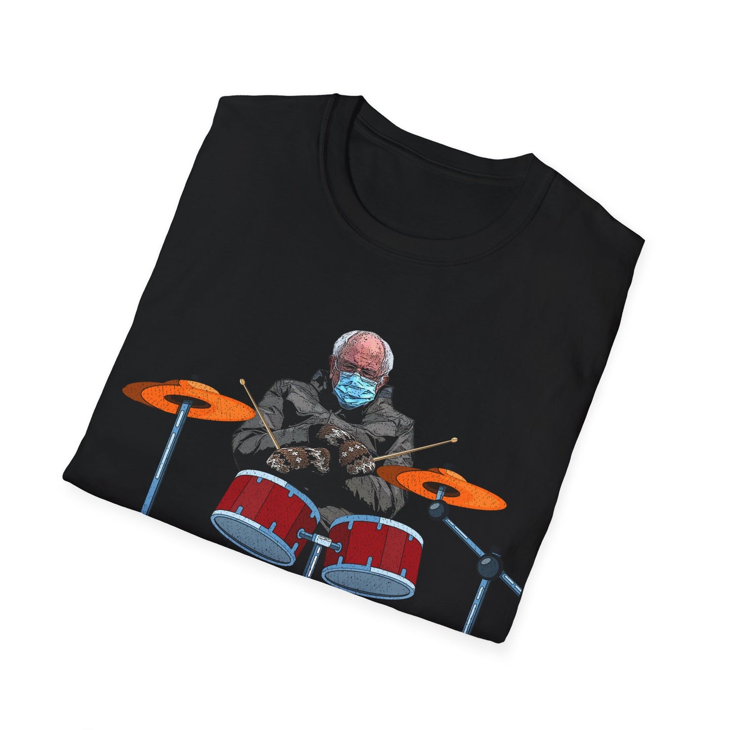 Bernie Sanders Drummer Inauguration Mittens Meme Sitting Drums T-Shirt