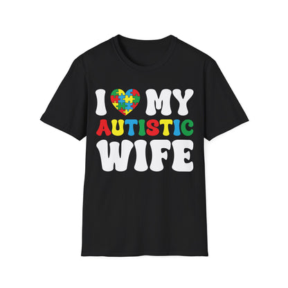 Funny I Heart My Autistic Wife I Love My Autistic Wife T-Shirt For Men T-Shirt