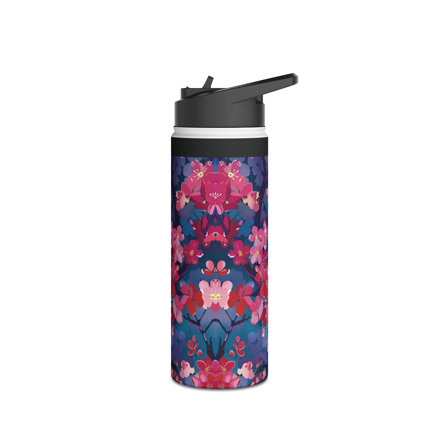 Sakura Blossoms Pattern Stainless Steel Water Bottle with Twist-on Lid and Double-Wall Vacuum Insulation