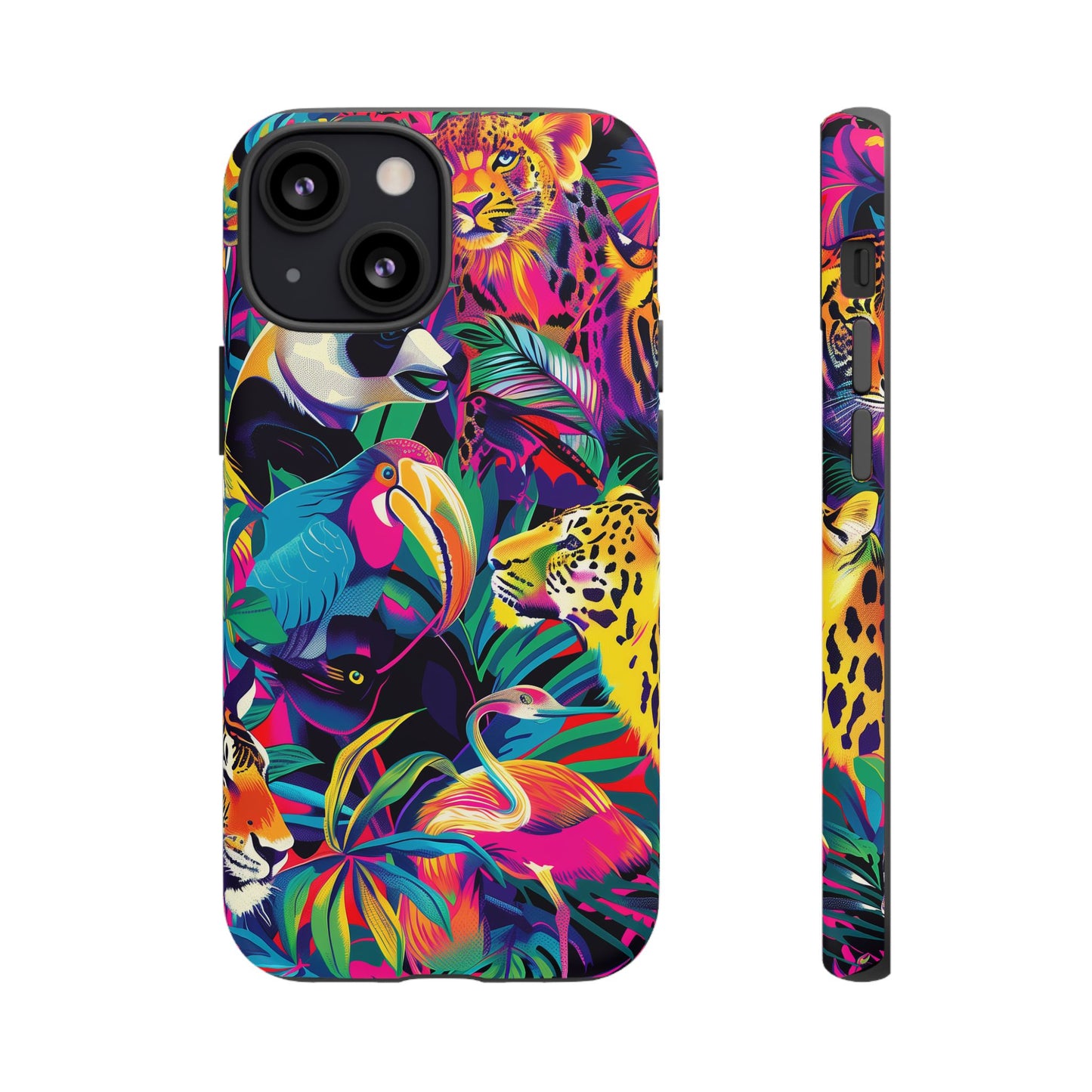 Animal Collage Pattern iPhone 13 14 15 16 Pro Max Plus Case Wireless Charging Compatible Tough Cases Protection, Magnetic Phone Case for iPhone Classic Series