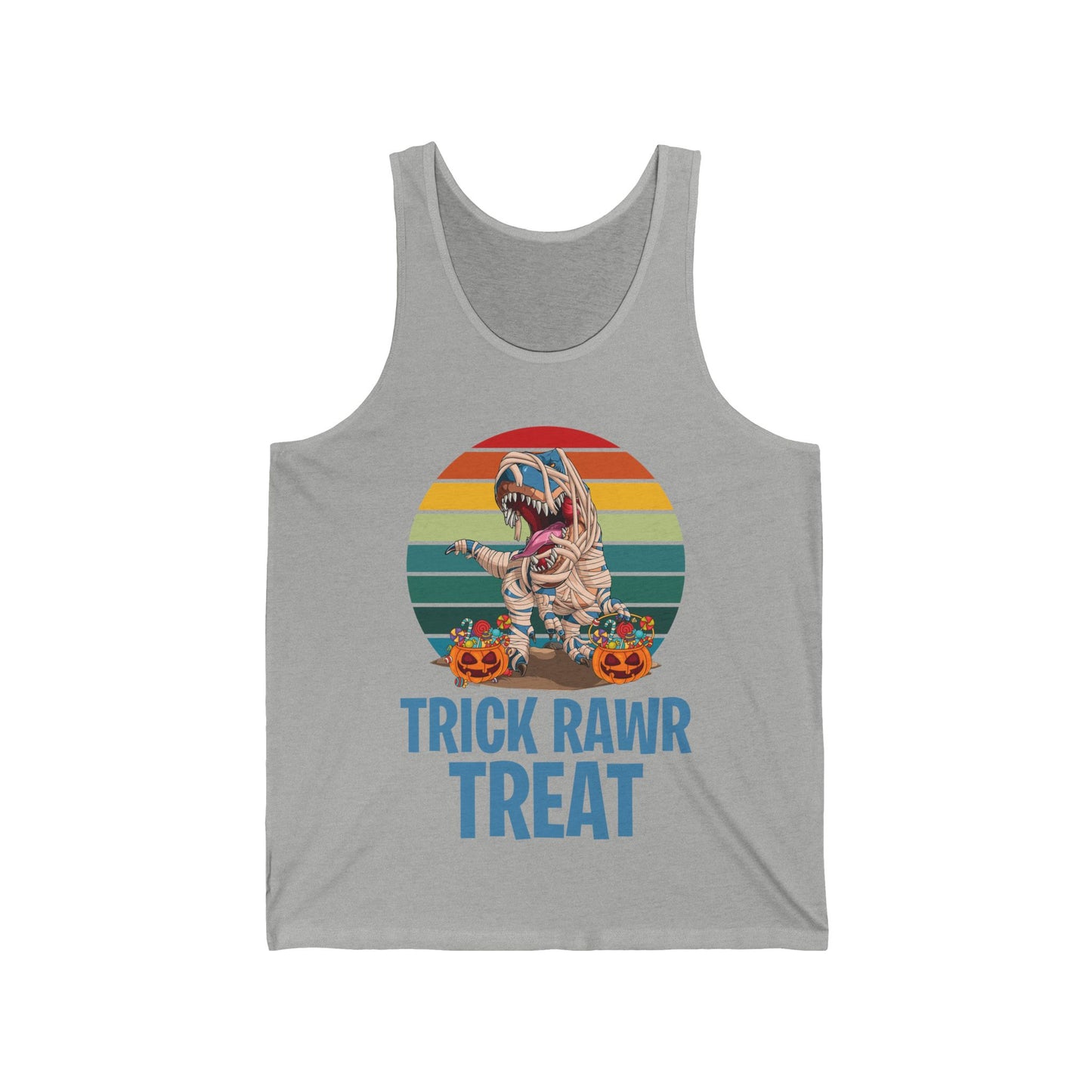 Funny Trick Rawr Treat Halloween Costume Pumpkin Dinosaur Candy T-Rex Lovers Tank Top Men Women