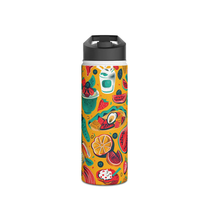 Food Paradise vibrant Colored Pattern Stainless Steel Water Bottle with Twist-on Lid and Double-Wall Vacuum Insulation