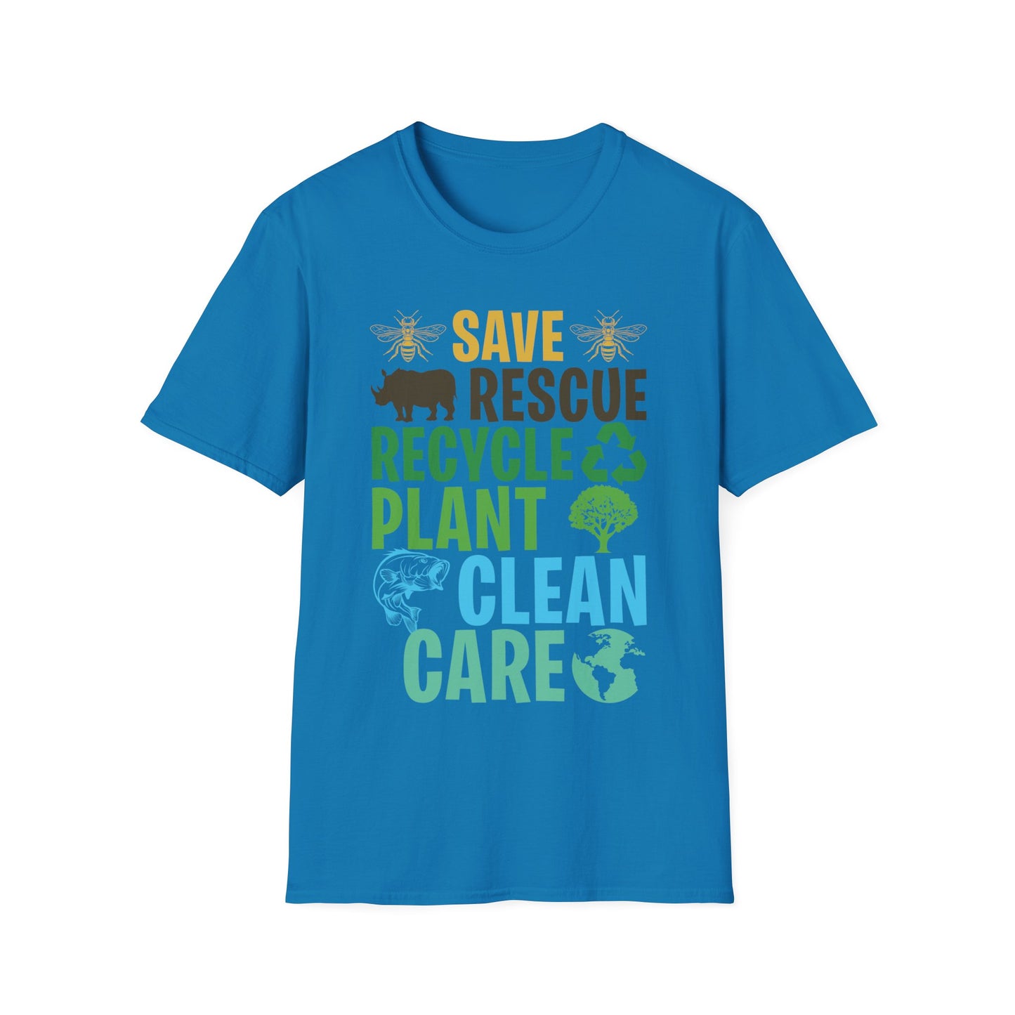 Save Bees Rescue Animals Recycle Plastic Care Earth Day T-Shirt