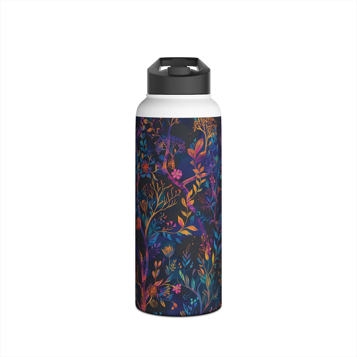 Mystical Forest Pattern Stainless Steel Water Bottle with Twist-on Lid and Double-Wall Vacuum Insulation