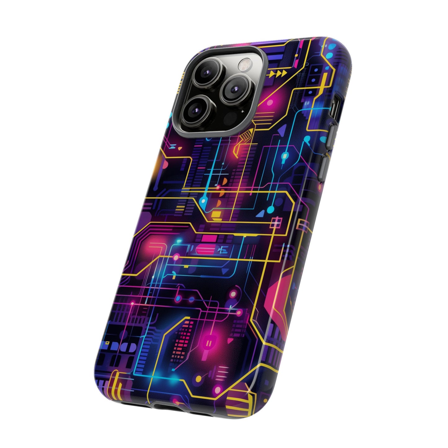 Cyberpunk Neon Vibrant Pattern iPhone 13 14 15 16 Pro Max Plus Case Wireless Charging Compatible Tough Cases Protection, Magnetic Phone Case for iPhone Classic Series