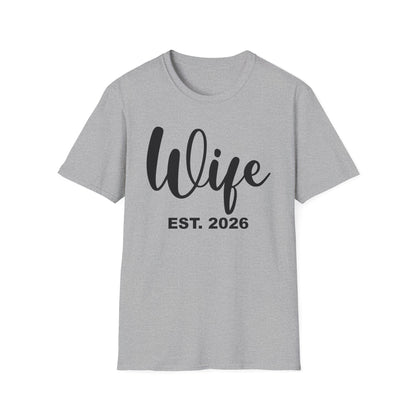 Funny Wife Est 2026 Just Married Bride Honeymoon Couple Wedding T-Shirt For Women