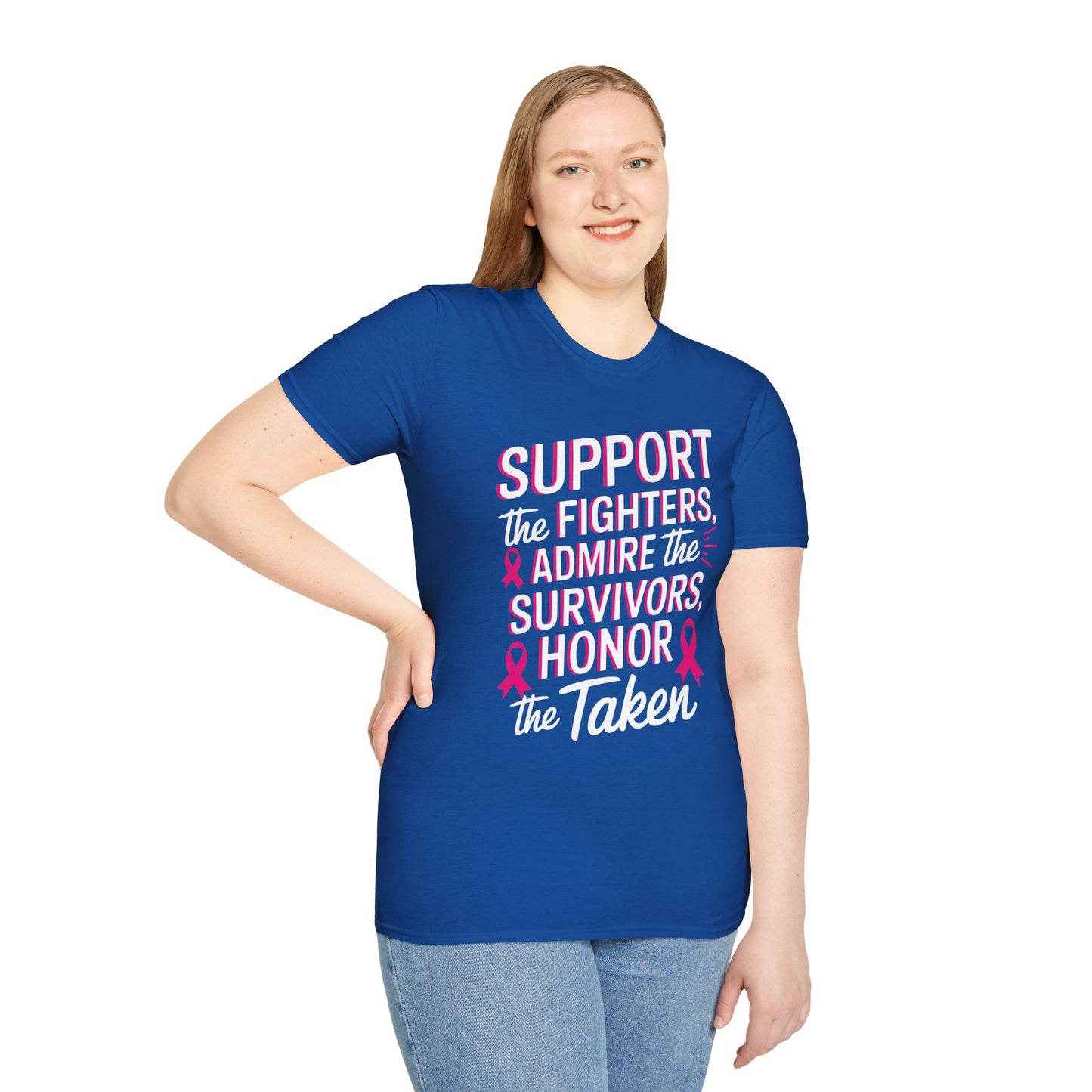Breast Cancer Awareness Support Fighters Admire Survivors T-Shirt For Men Women