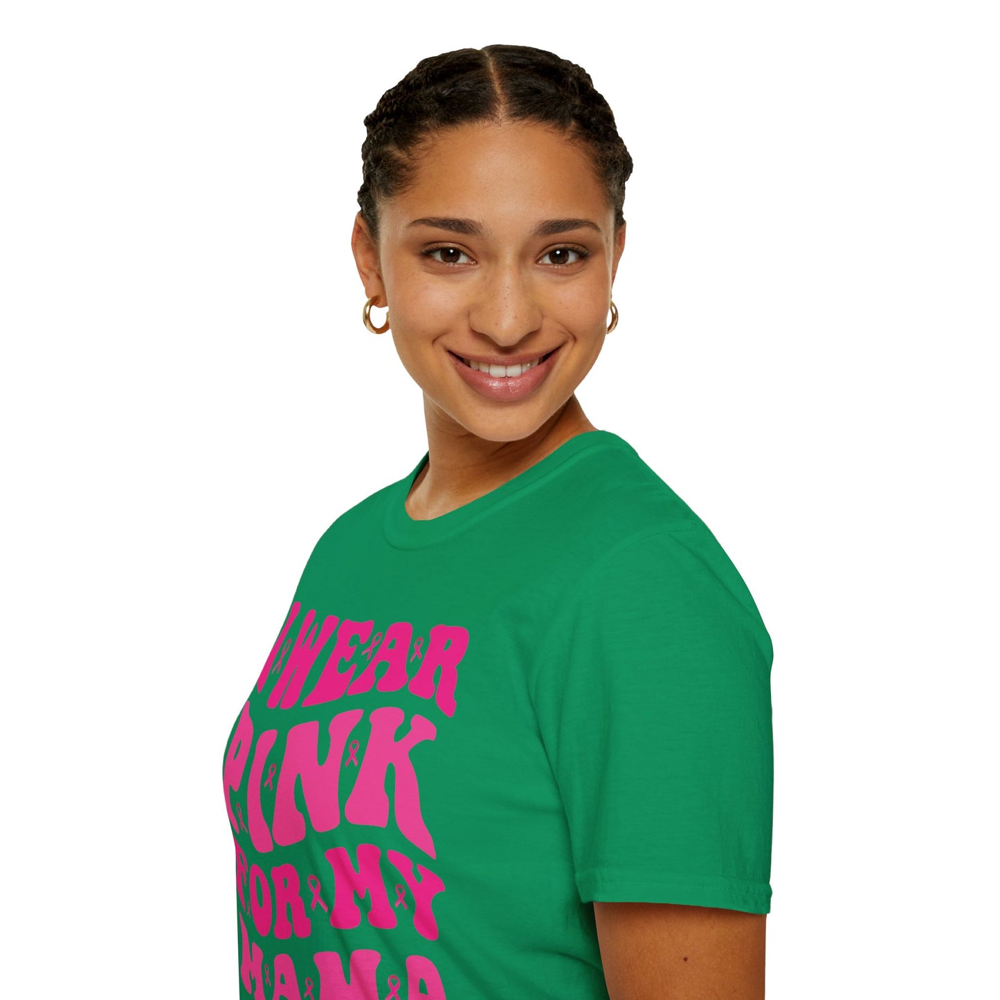 I Wear Pink For My Mama Ribbon Breast Cancer Support Squads T-Shirt For Men Women
