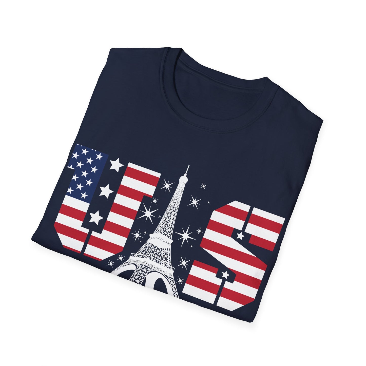 USA Eiffel Tower 2024 Summer Sports Patriotic Supporter T-Shirt For Men Women T-Shirt