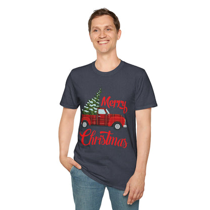 Merry Christmas Buffalo Plaid Red Truck Tree Xmas T-Shirt Men Women