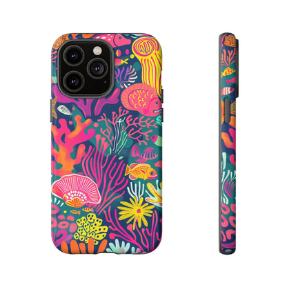 Underwater World Vibrant Pattern iPhone 13 14 15 16 Pro Max Plus Case Wireless Charging Compatible Tough Cases Protection, Magnetic Phone Case for iPhone Classic Series