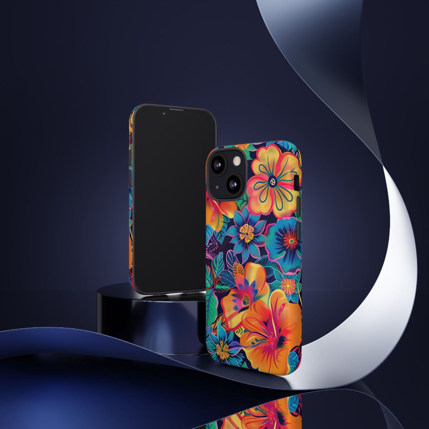 Floral Fiesta Vibrant Pattern iPhone 13 14 15 16 Pro Max Plus Case Wireless Charging Compatible Tough Cases Protection, Magnetic Phone Case for iPhone Classic Series