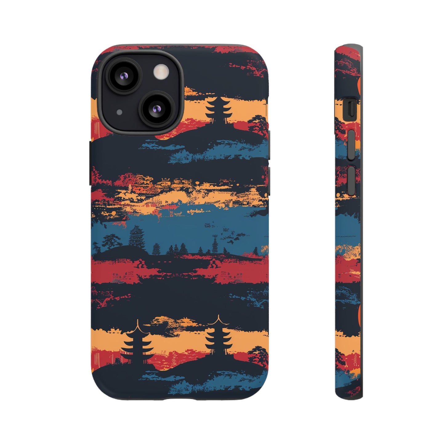 Samurai Sunset Pattern iPhone 13 14 15 16 Pro Max Plus Case Wireless Charging Compatible Tough Cases Protection, Magnetic Phone Case for iPhone Classic Series