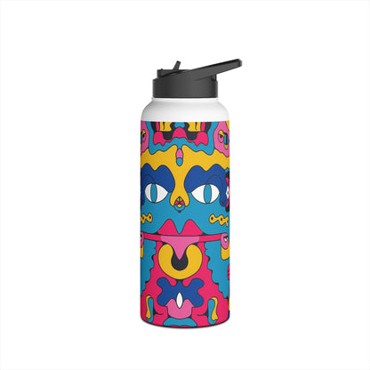 Pop Culture Fun Pattern Stainless Steel Water Bottle with Twist-on Lid and Double-Wall Vacuum Insulation