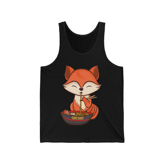 Fox Eating Ramen Kawaii Tee Japanese Cute Lovely Tank Top Men Women