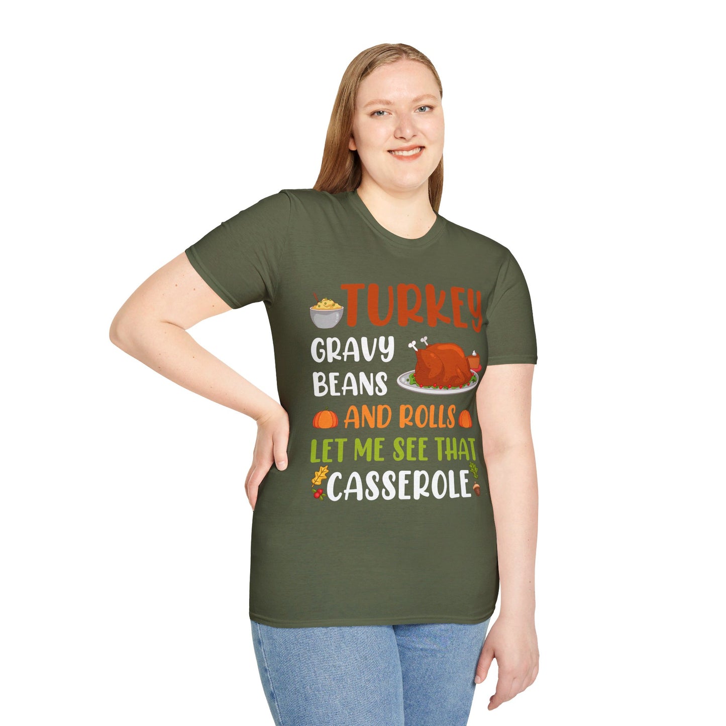 Gravy Beans And Rolls Let Me See Cute Turkey Funny Thanksgiving T-Shirt For Men Women