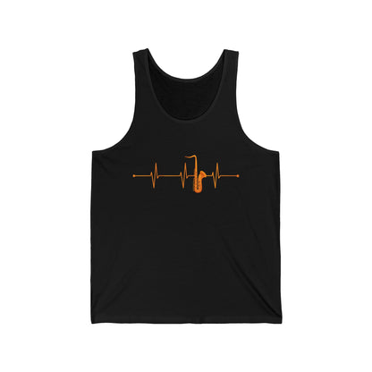 Funny Saxophone Heartbeat Tank Tops , Saxophone Player Music Lovers Tank Tops