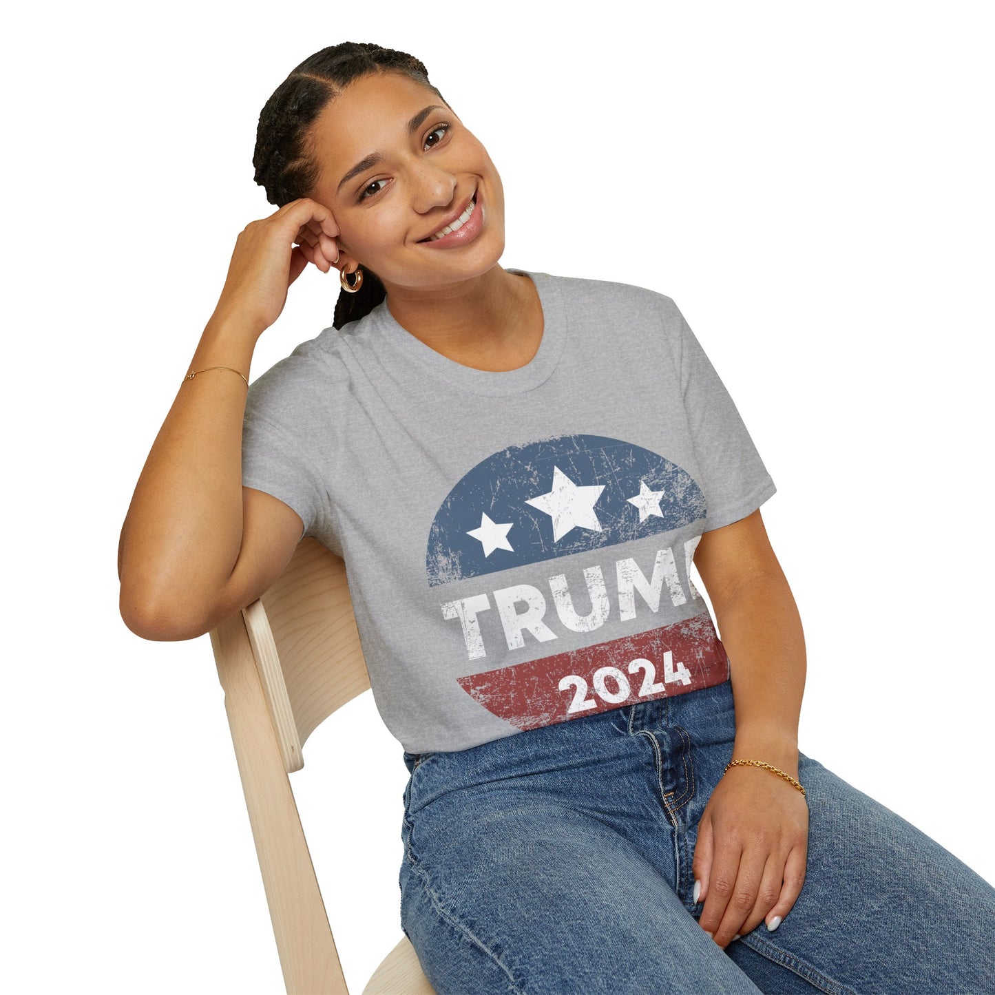 Trump 2024 Retro Campaign Button Re Elect President Trump T-Shirt For Men Women T-Shirt