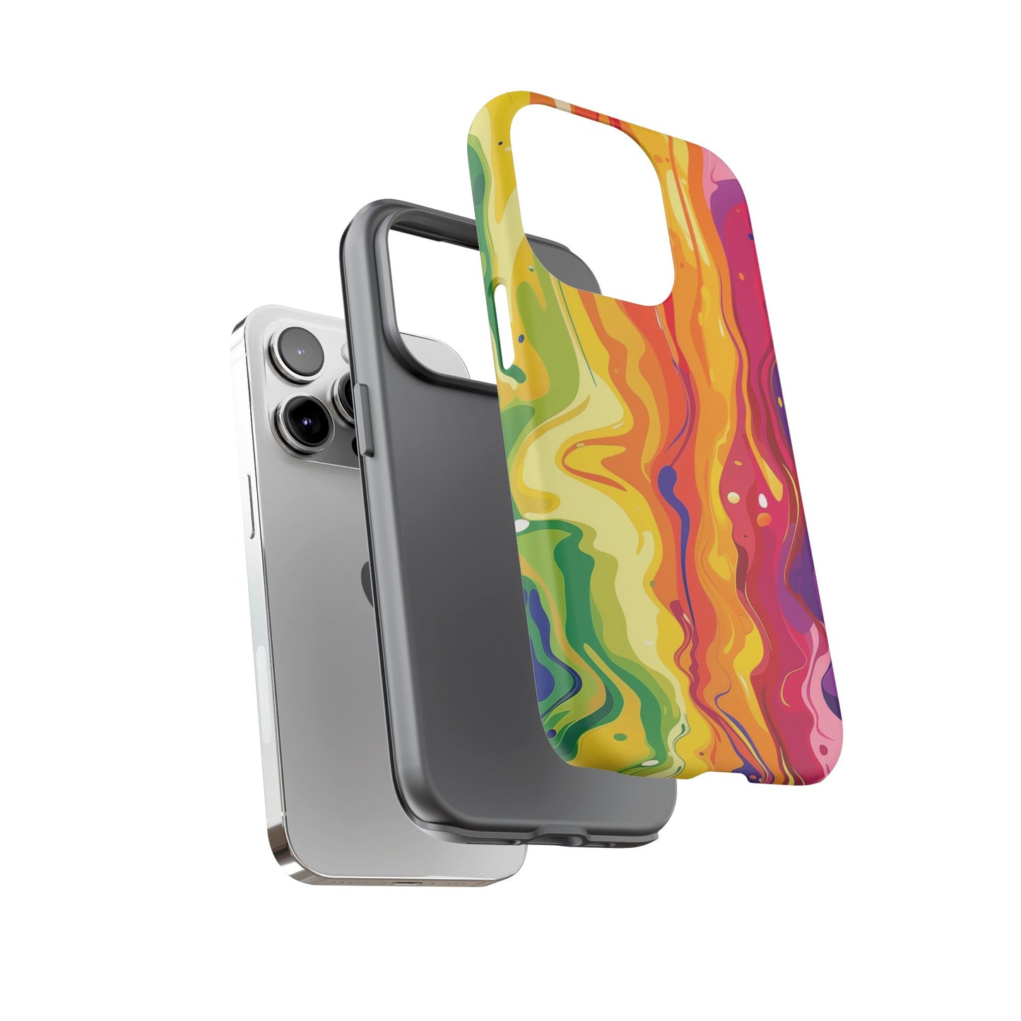 Rainbow Splash Vibrant iPhone 13 14 15 16 Pro Max Plus Case Wireless Charging Compatible Tough Cases Protection, Magnetic Phone Case for iPhone Classic Series