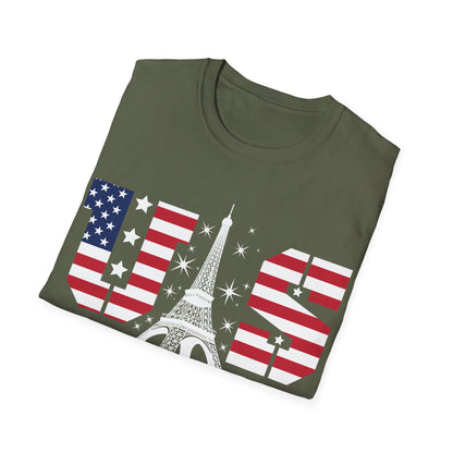 USA Eiffel Tower 2024 Summer Sports Patriotic Supporter T-Shirt For Men Women T-Shirt