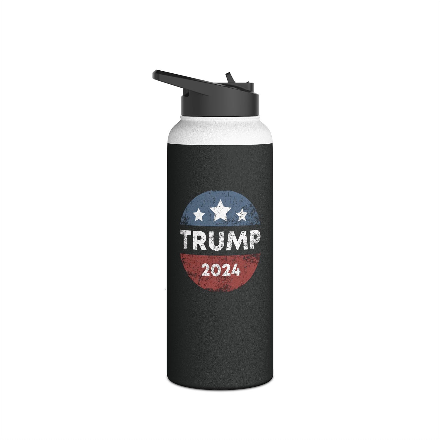 Trump 2024 Retro Campaign Button Re Elect President Trump Water Bottle For Men Women