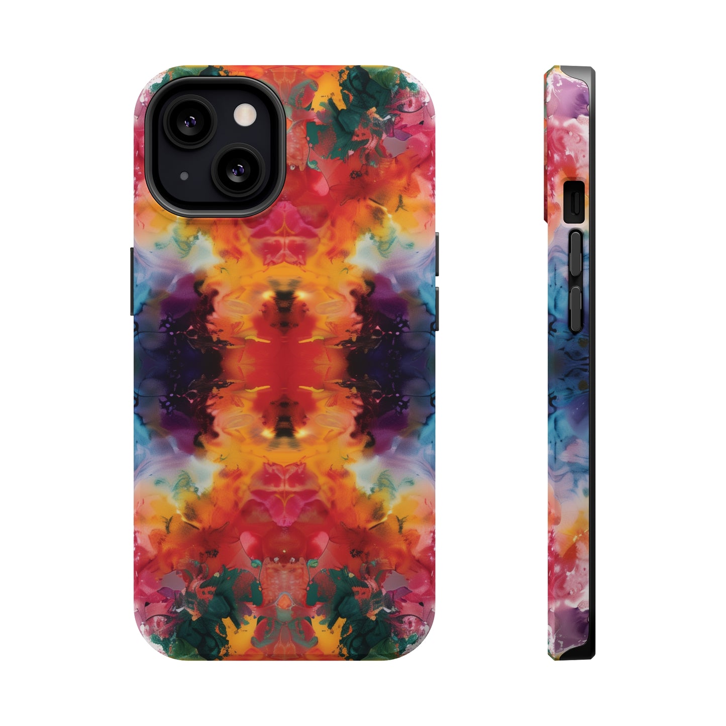 Tie-Dye Dream Vibrant Pattern iPhone 13 14 15 Pro Max Plus Case Compatible with MagSafe Tough Cases Protection, Magnetic Phone Case for iPhone  Classic Series