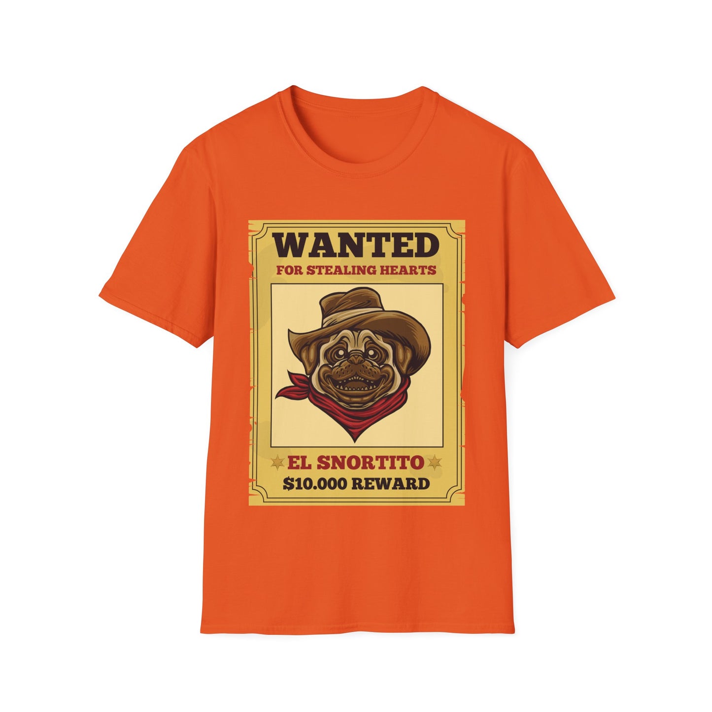 Vintage Pug Wanted Poster Cute Western Cowboy Funny Pug Dog T-Shirt For Men Women T-Shirt