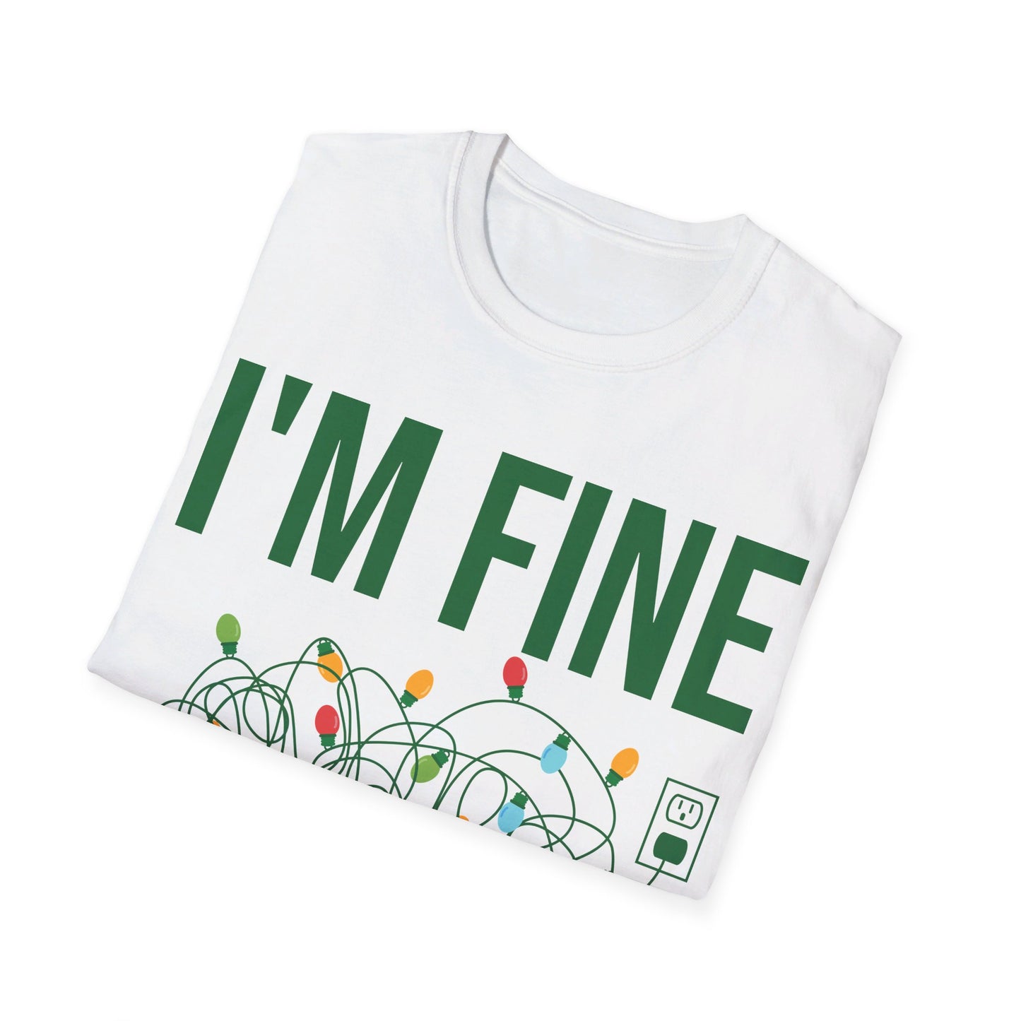 Funny I'm Fine Everything Is Fine Christmas Lights Xmas T-Shirt Men Women