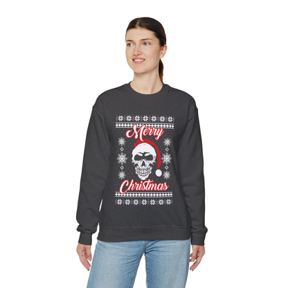 Merry Christmas Ugly Skull Holiday Xmas Jumper Crewneck Sweatshirt Sweater