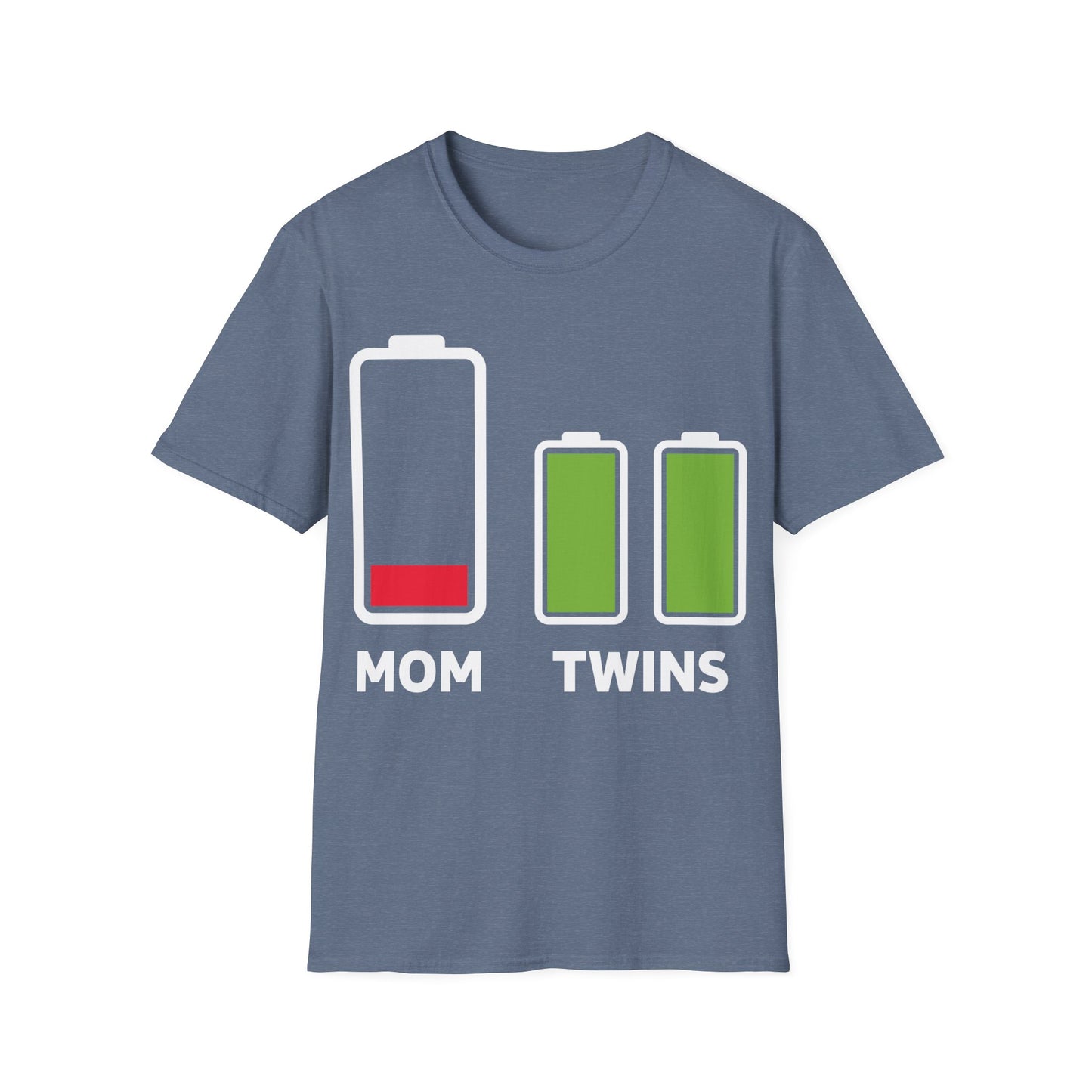 Funny Twin Mother Low Battery Tired Mom Of Twins T-Shirt