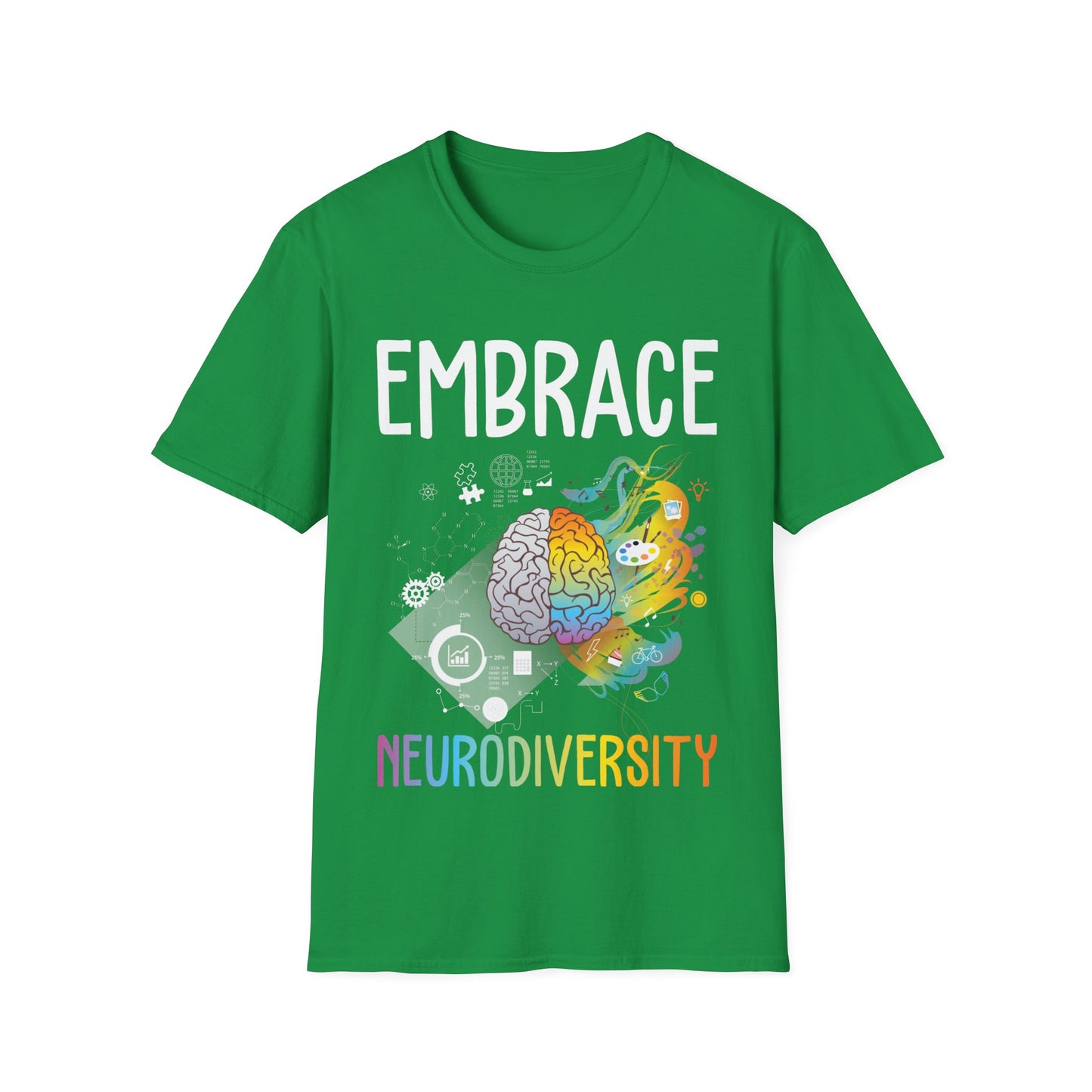 Neurodiversity Embrace ADHD Autism ASD Brain Tshirt Men Women Kids