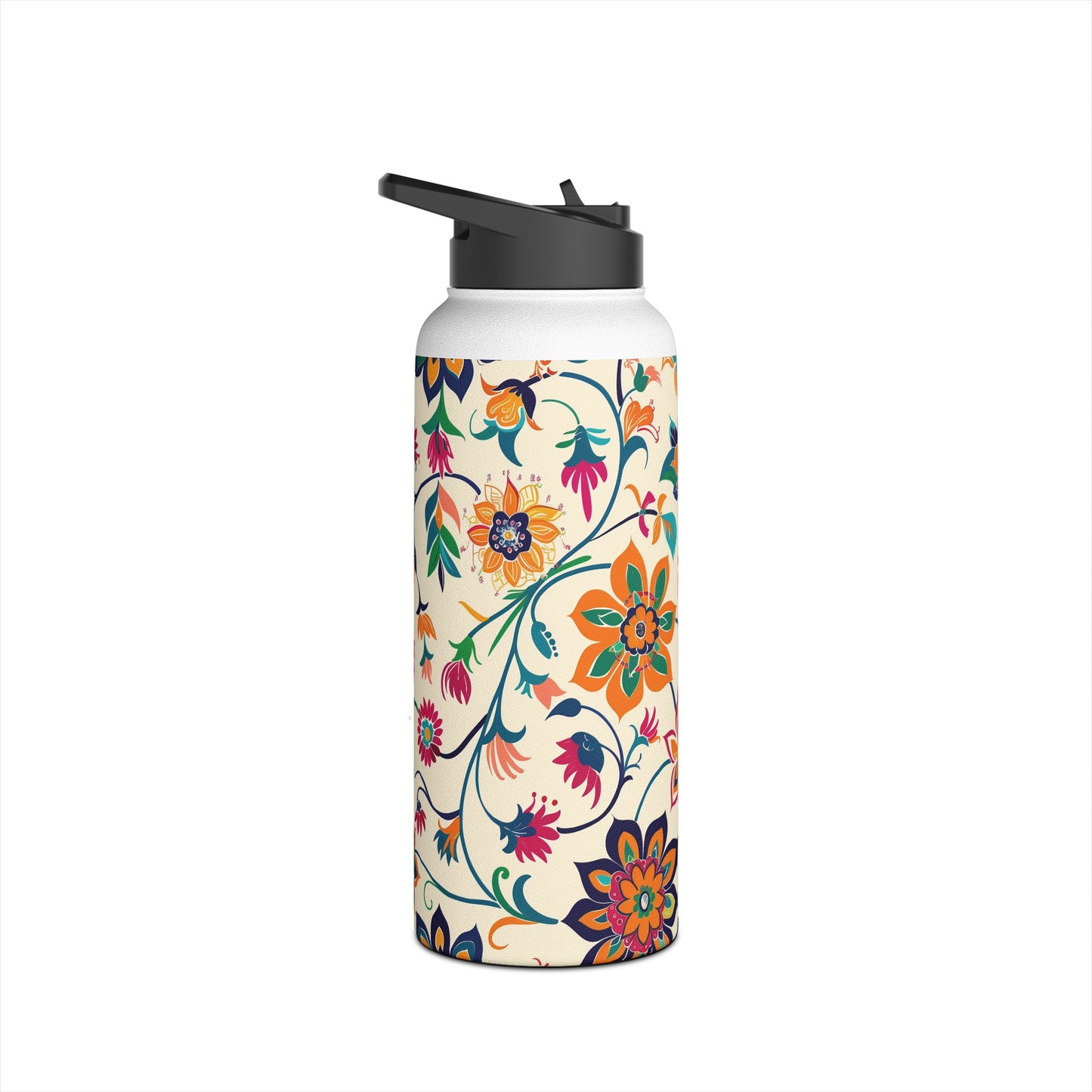 Fiesta Fiesta White Pattern Stainless Steel Water Bottle with Twist-on Lid and Double-Wall Vacuum Insulation