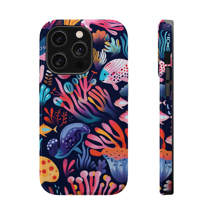 Underwater World Pattern iPhone 13 14 15 Pro Max Plus Case Compatible with MagSafe Tough Cases Protection, Magnetic Phone Case for iPhone  Classic Series