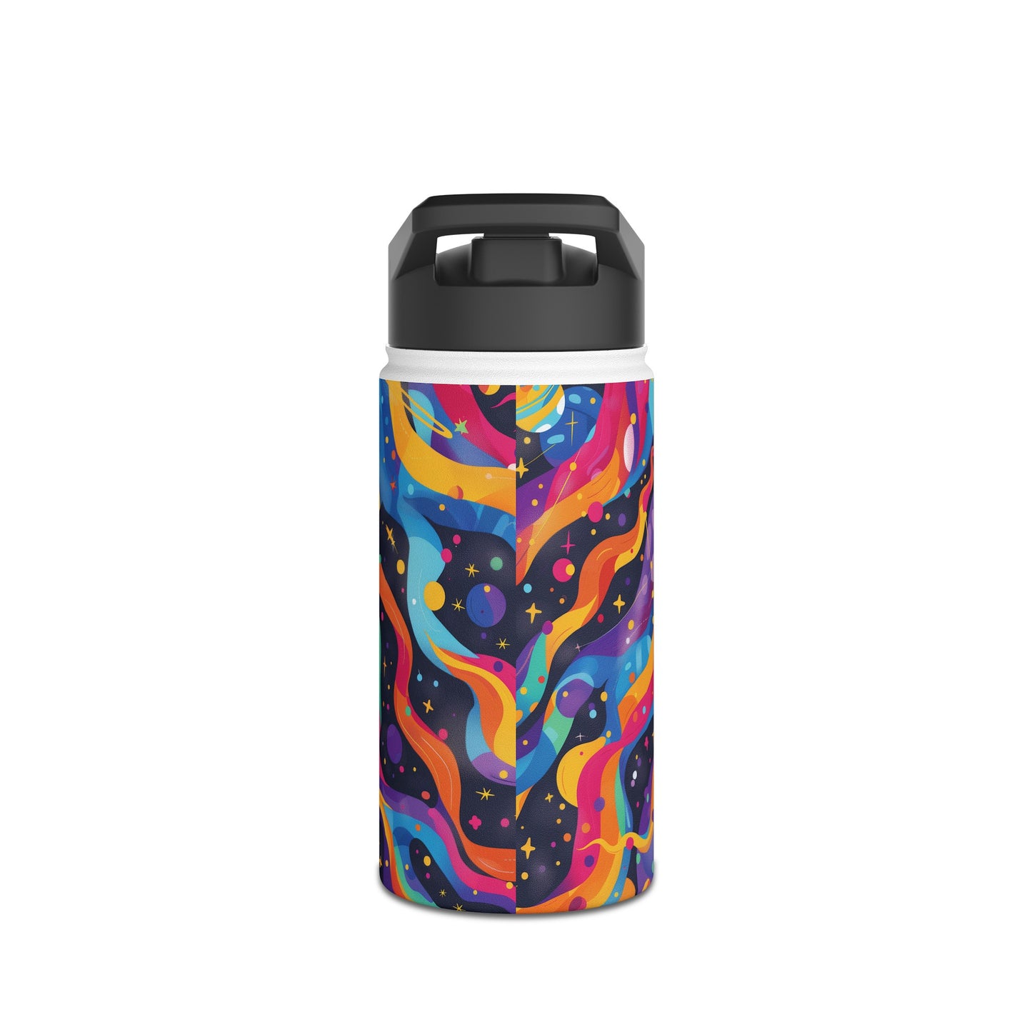 Planetary Parade Vibrant Pattern Stainless Steel Water Bottle with Twist-on Lid and Double-Wall Vacuum Insulation